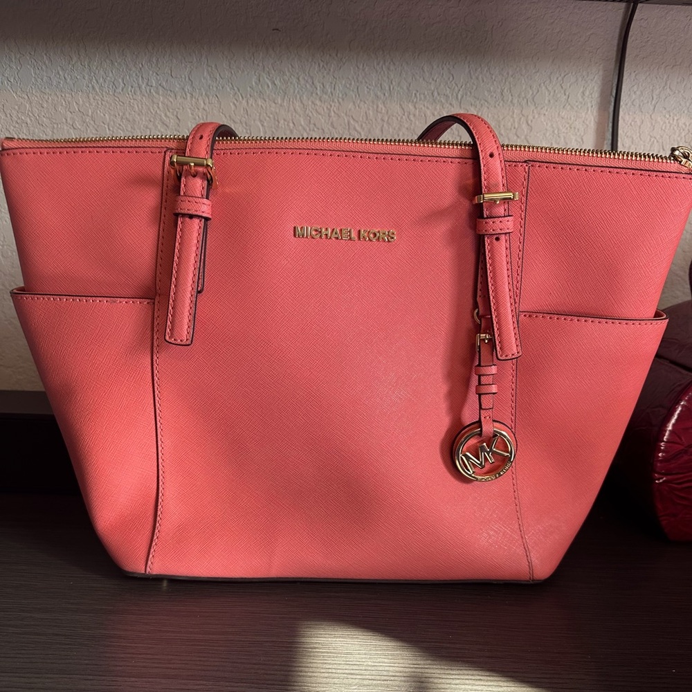 Michael Kors Coral Leather Tote Bag Shoulder Bag